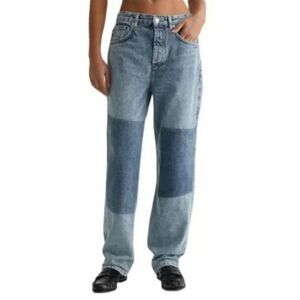 AG Women's Jeans Clove Patched Relaxed Fit Straight Leg Jeans in Nomad size 28